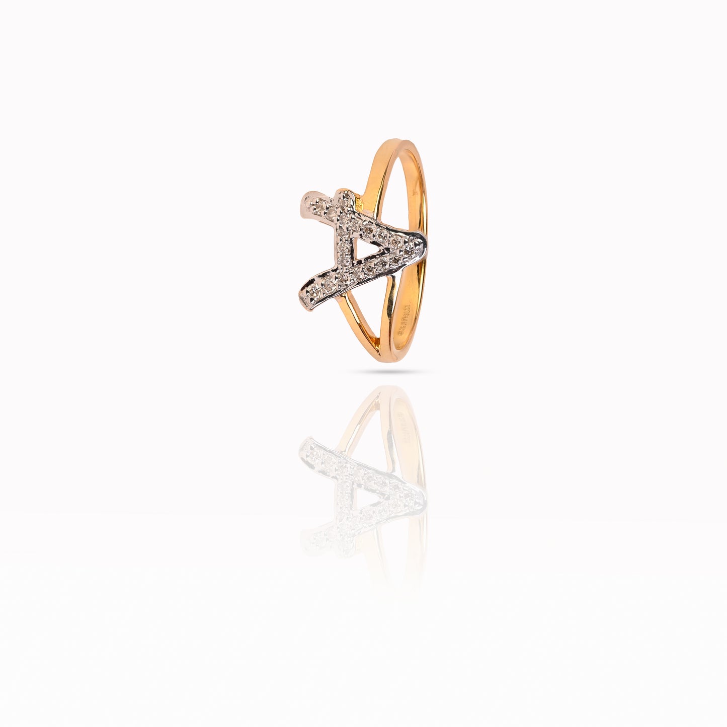 Magic Initial Sparkling A Gold Ring