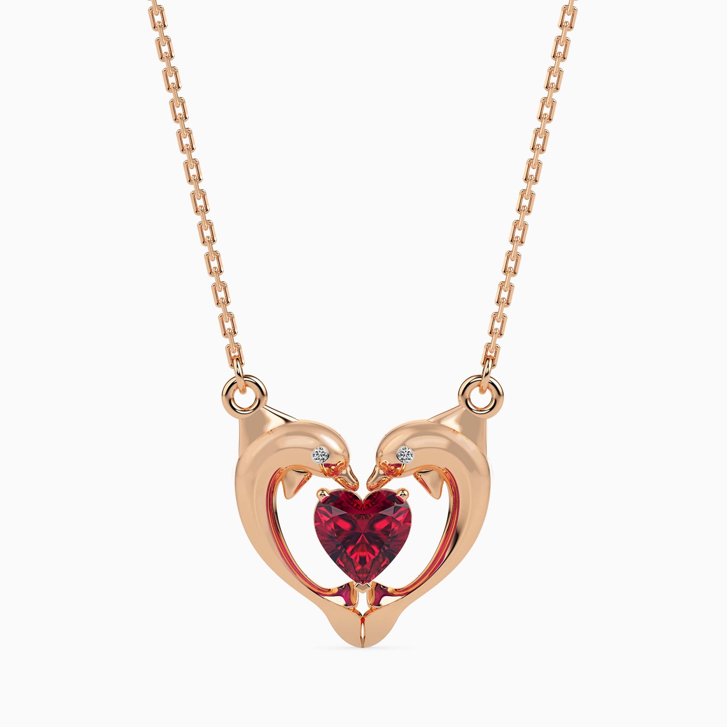Magic Golden Dolphin Heart Valentine Pendant
