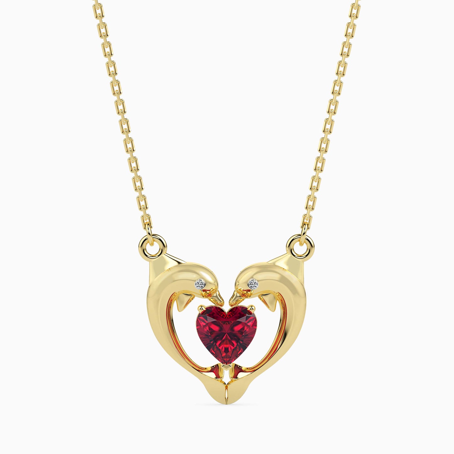 Magic Golden Dolphin Heart Valentine Pendant