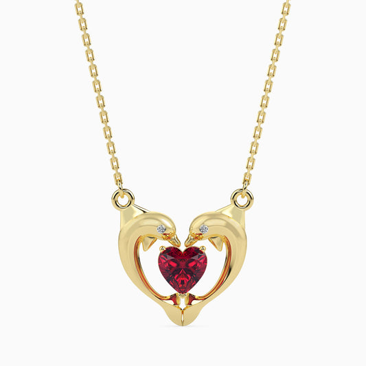 Magic Golden Dolphin Heart Valentine Pendant