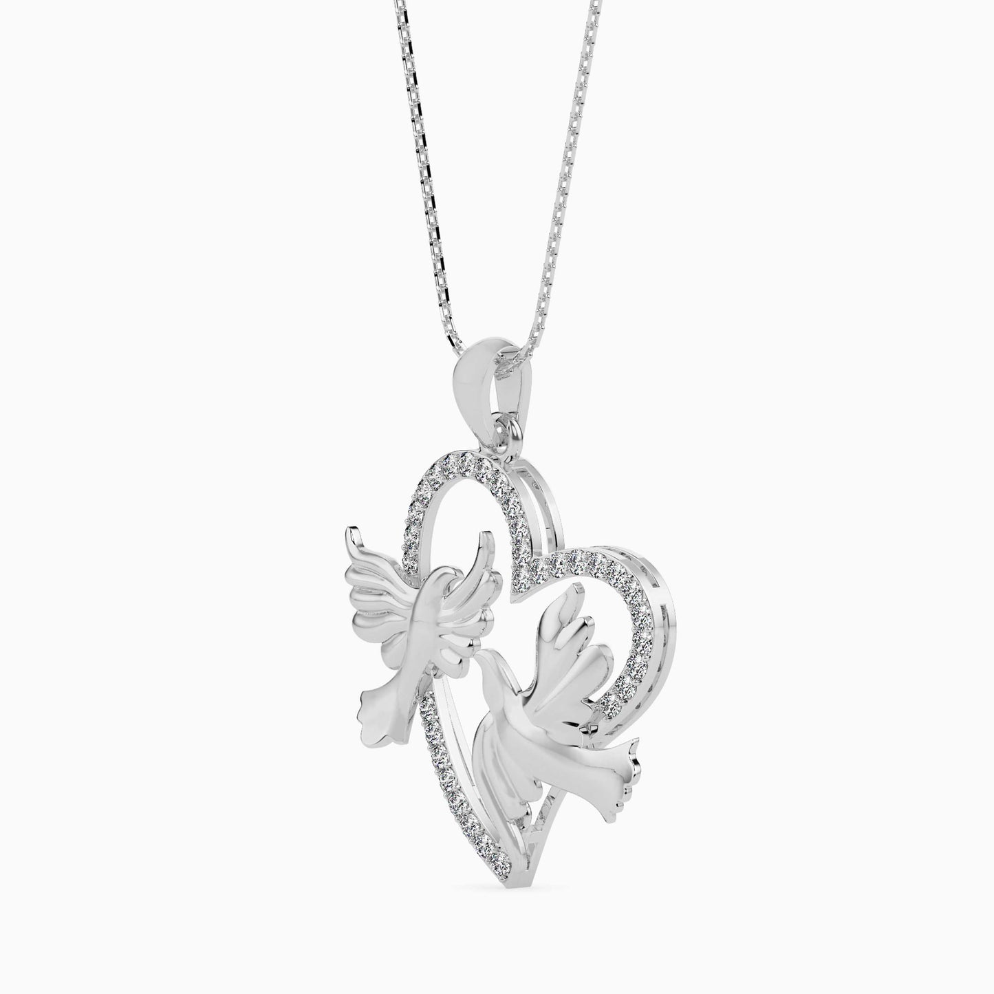Magic Golden Doves Of Love : Perfect valentines Heart Pendant