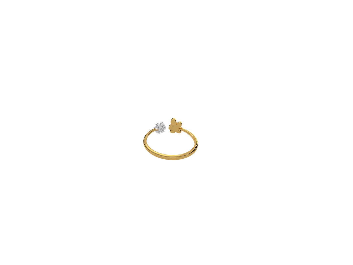 Magic Sparkling Daisy Butterfly Diamond Ring