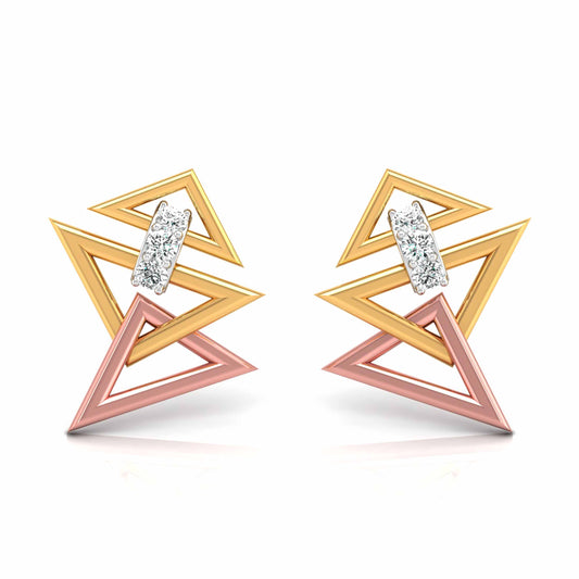 Magic Contemporary Unique Edge Diamond Earrings