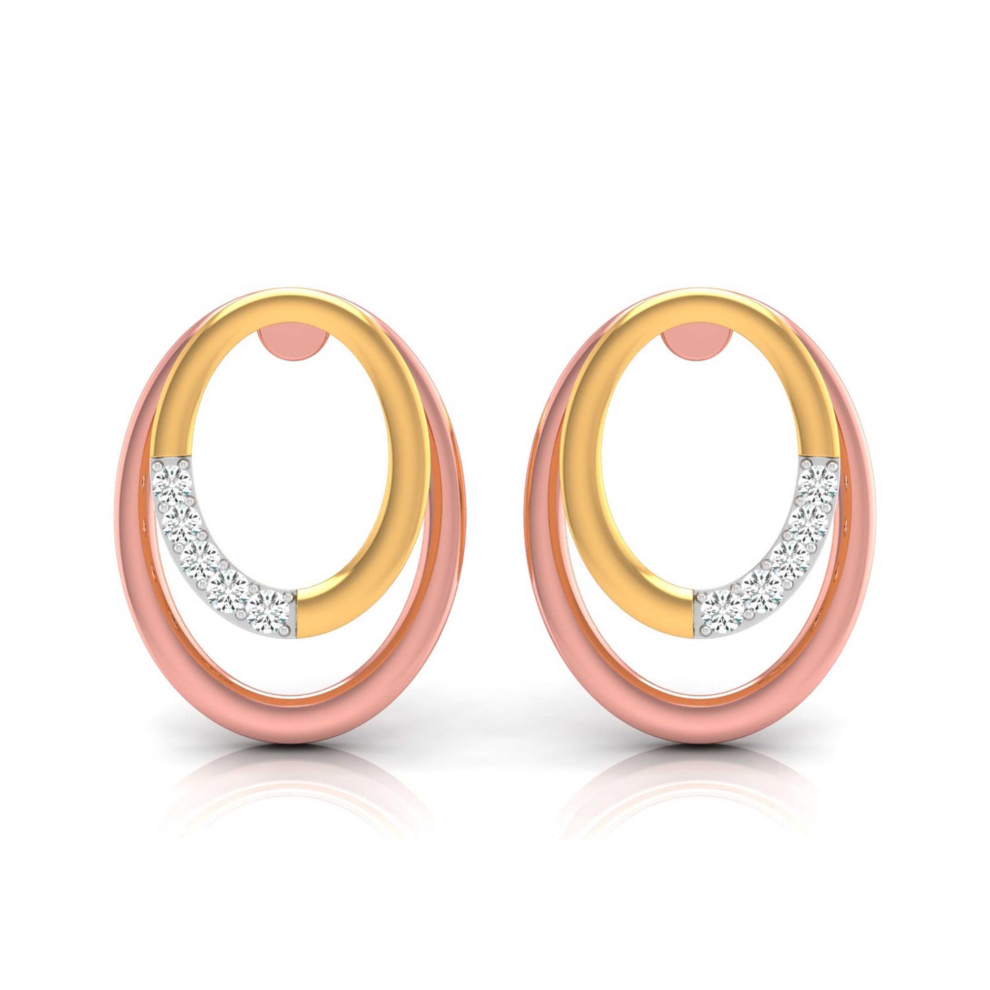 Magic Dual Tone Diamond Oval Earrings