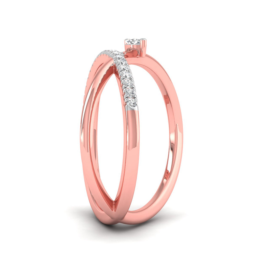 Magic Crossover Open-Band Gold Diamond Ring