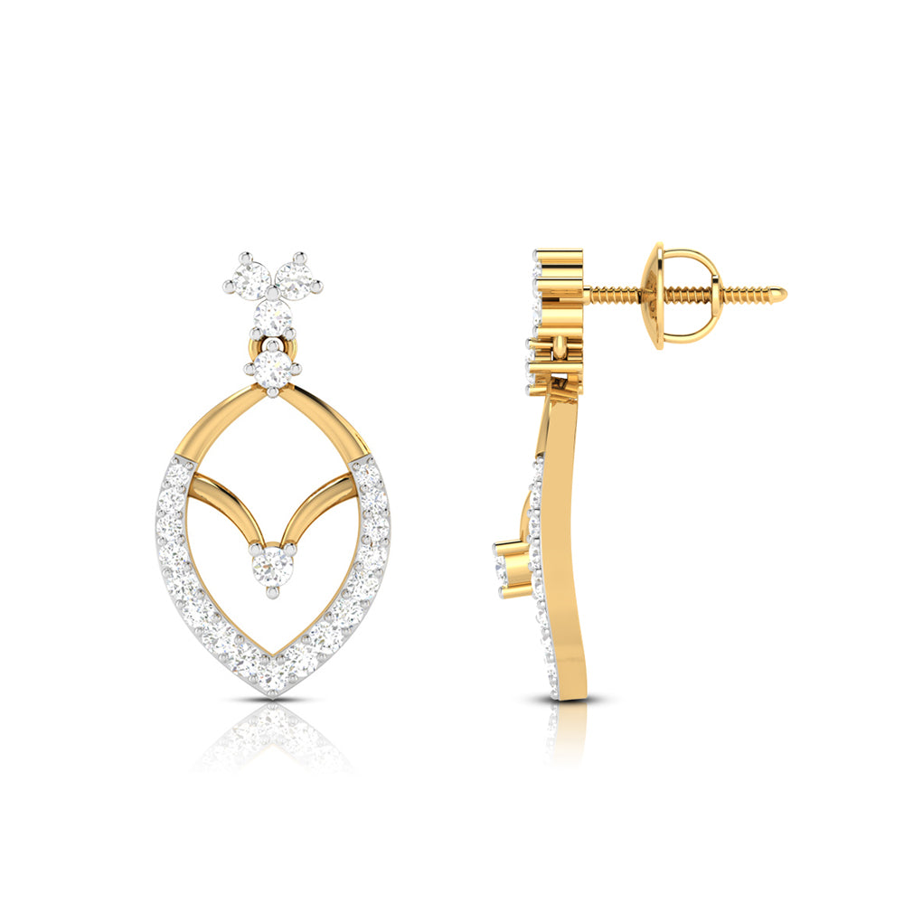 Magic Graceful Marquise Gold and Diamond Drop Earrings