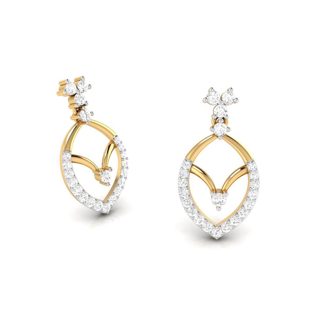Magic Graceful Marquise Gold and Diamond Drop Earrings
