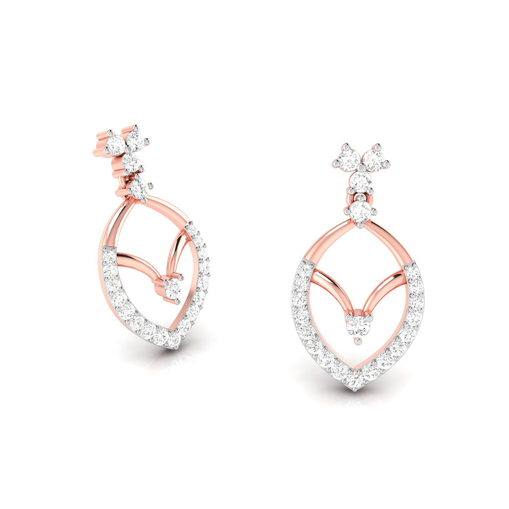 Magic Graceful Marquise Gold and Diamond Drop Earrings