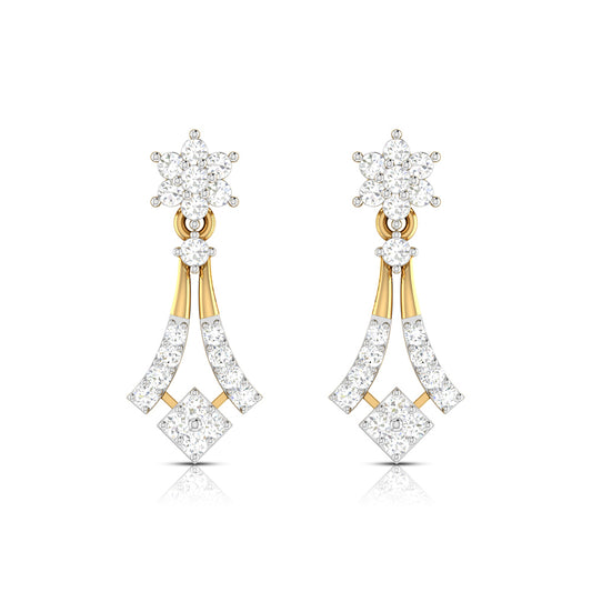 Magic Sophisticated Floral Diamond Earrings in Gold Finish