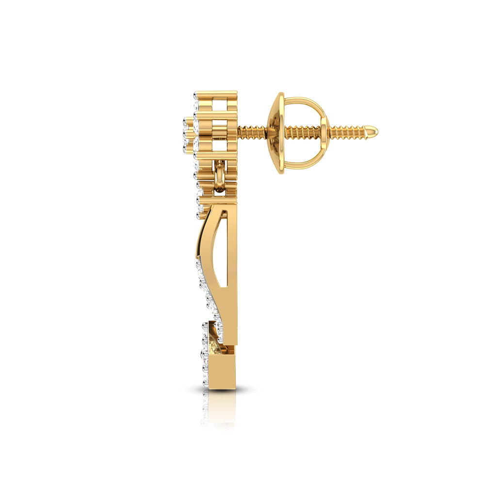 Magic Sophisticated Floral Diamond Earrings in Gold Finish