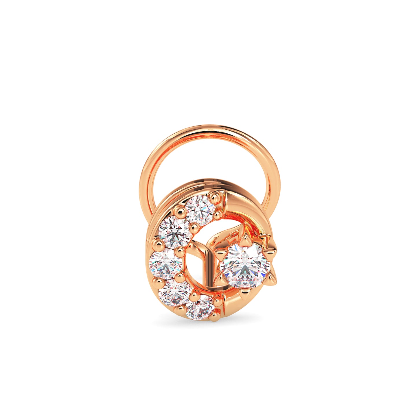 Magic Graceful Swirl Diamond Nose Pin