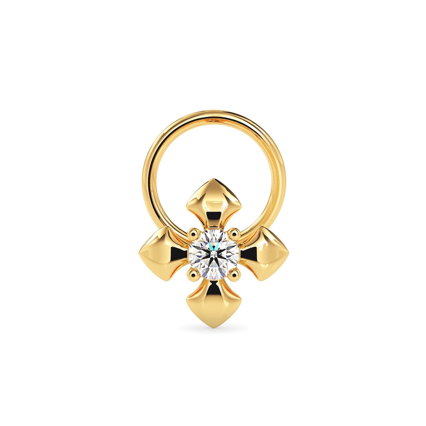 Magic Floral Shine Gold and Diamond Nose Pin