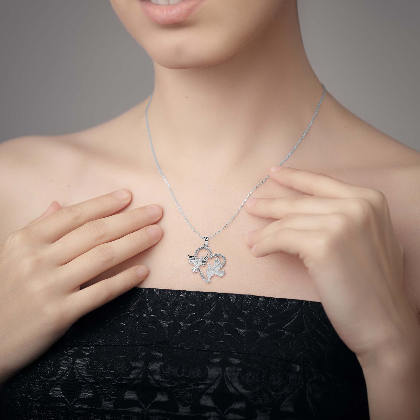 Magic Golden Doves Of Love : Perfect valentines Heart Pendant