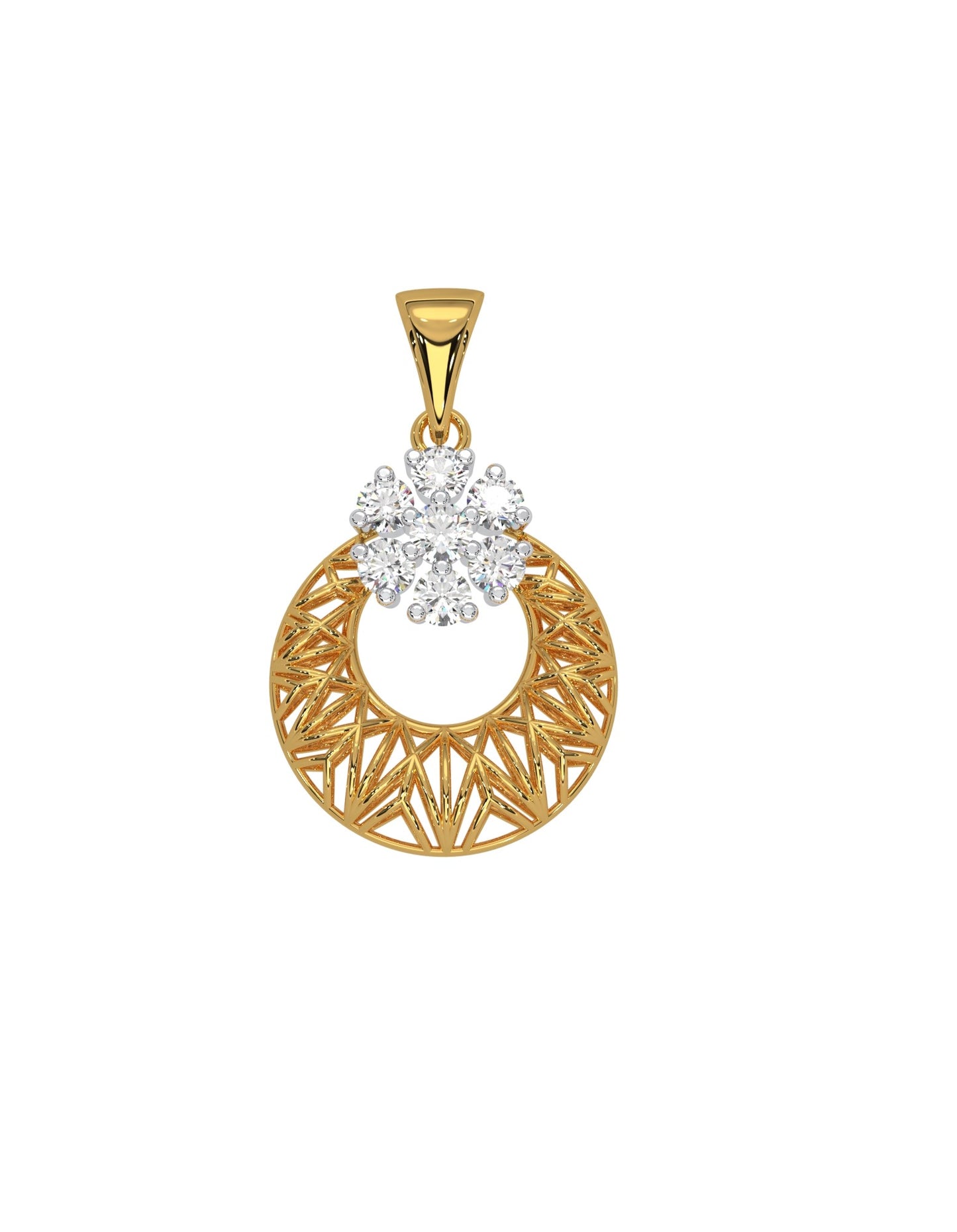 Magic Golden Bucket With A Diamond Daisy Pendant