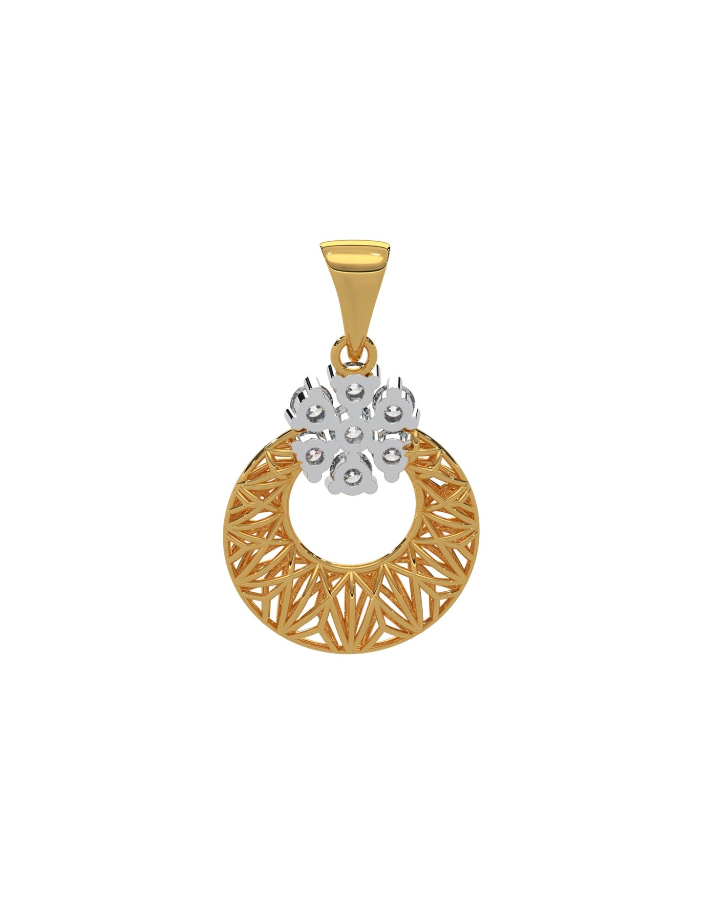 Magic Golden Bucket With A Diamond Daisy Pendant
