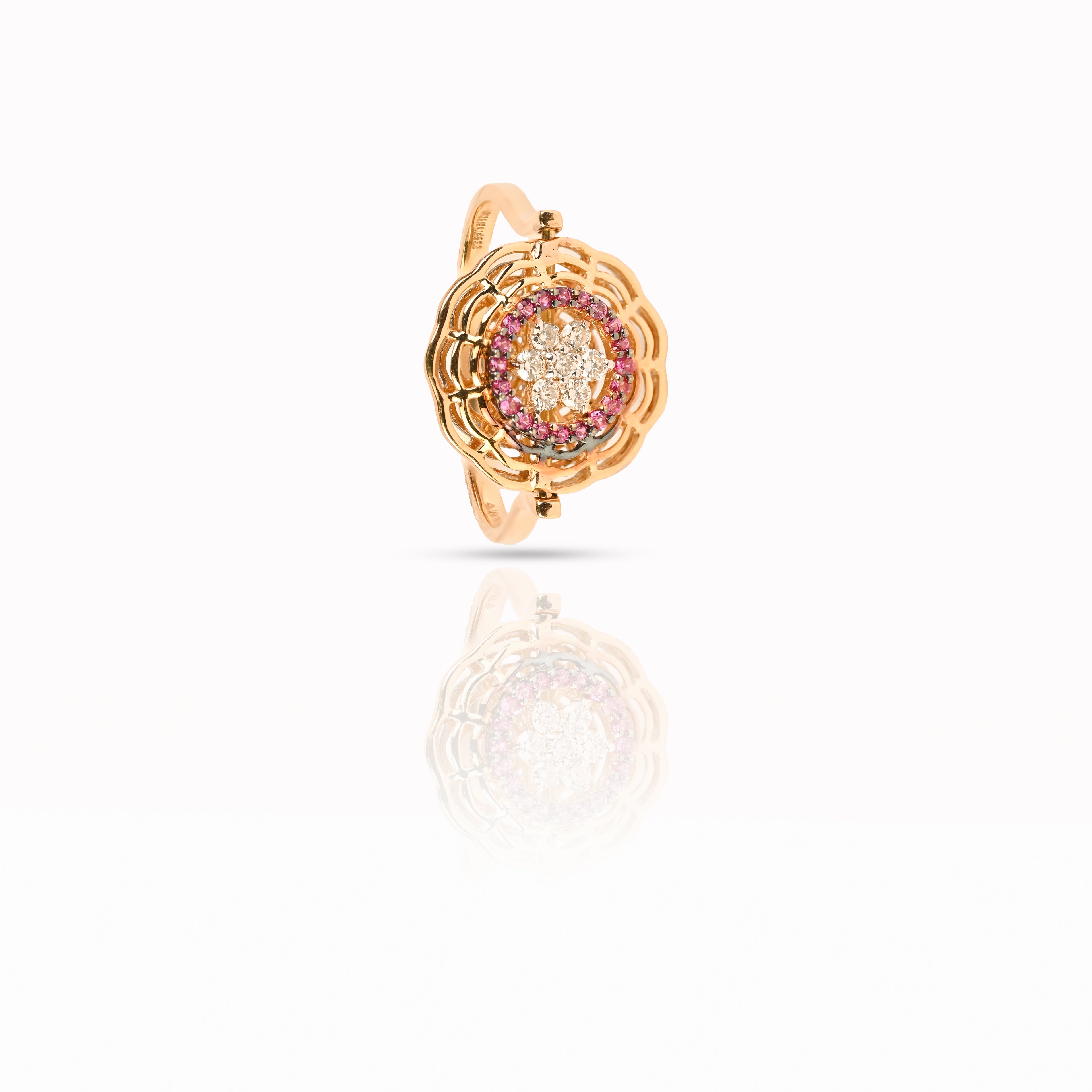 Magic Whippy Diamond Studded Daisy Gold Ring