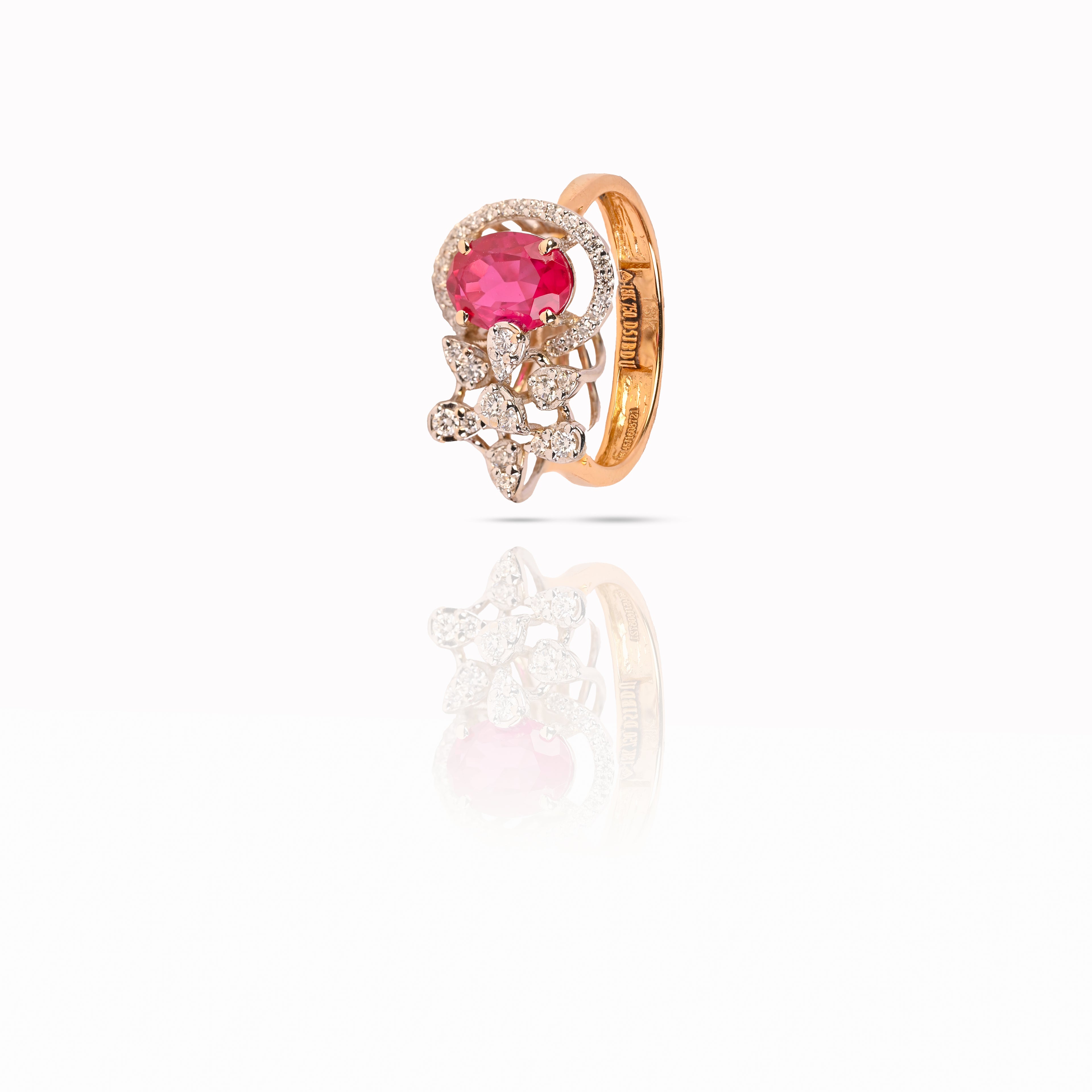 Magic Encircled Reflected Flowering Oval Ring