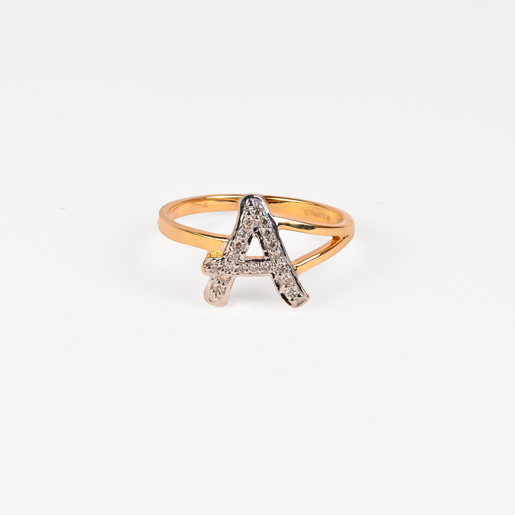 Magic Initial Sparkling A Gold Ring