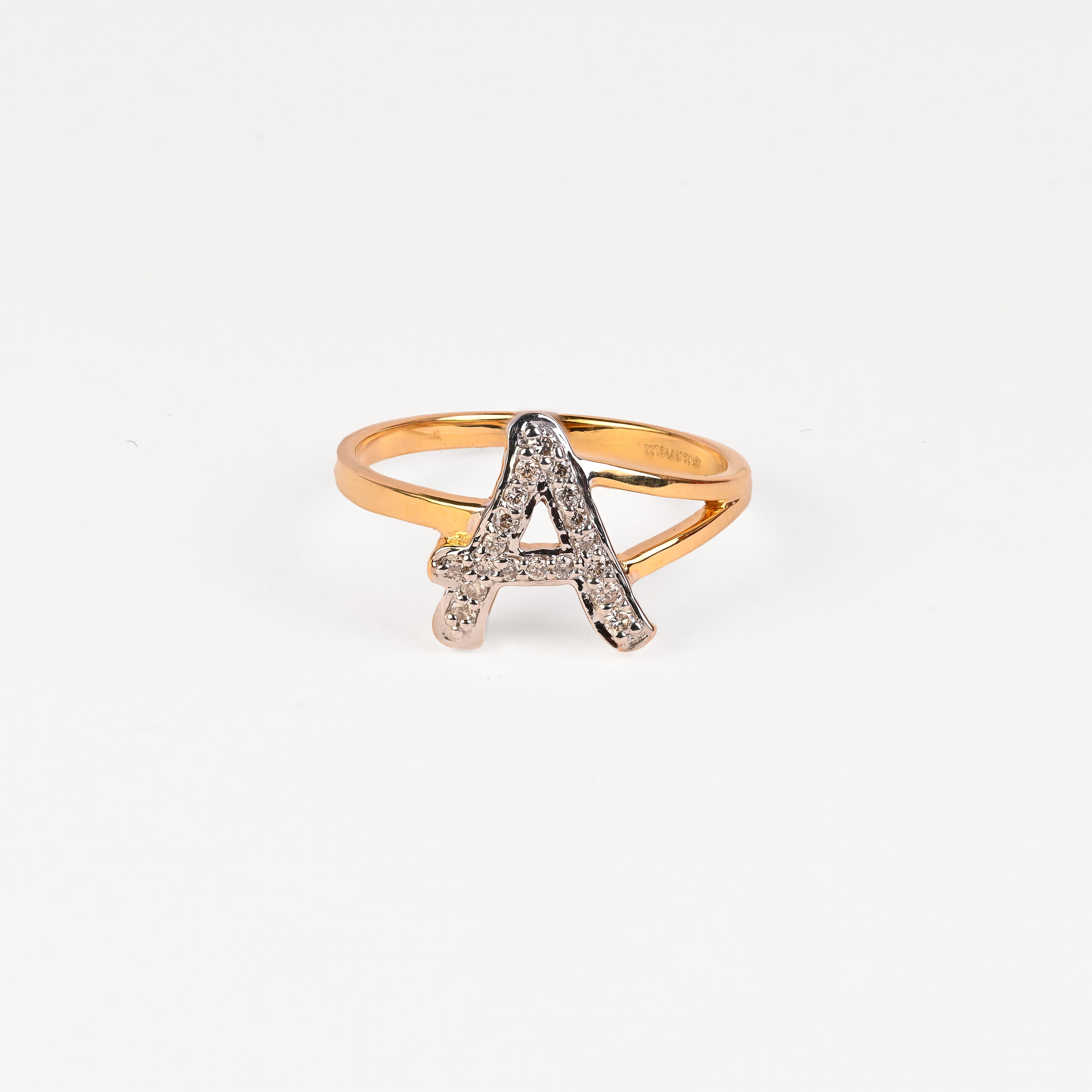 Magic Initial Sparkling A Gold Ring