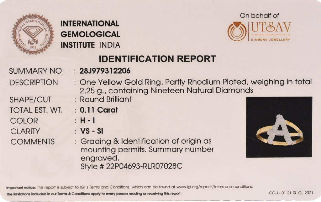 Magic Initial Sparkling A Gold Ring