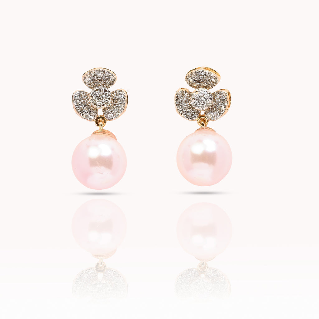 Magic Sparkled Daisy Pearl Droplet Earrings