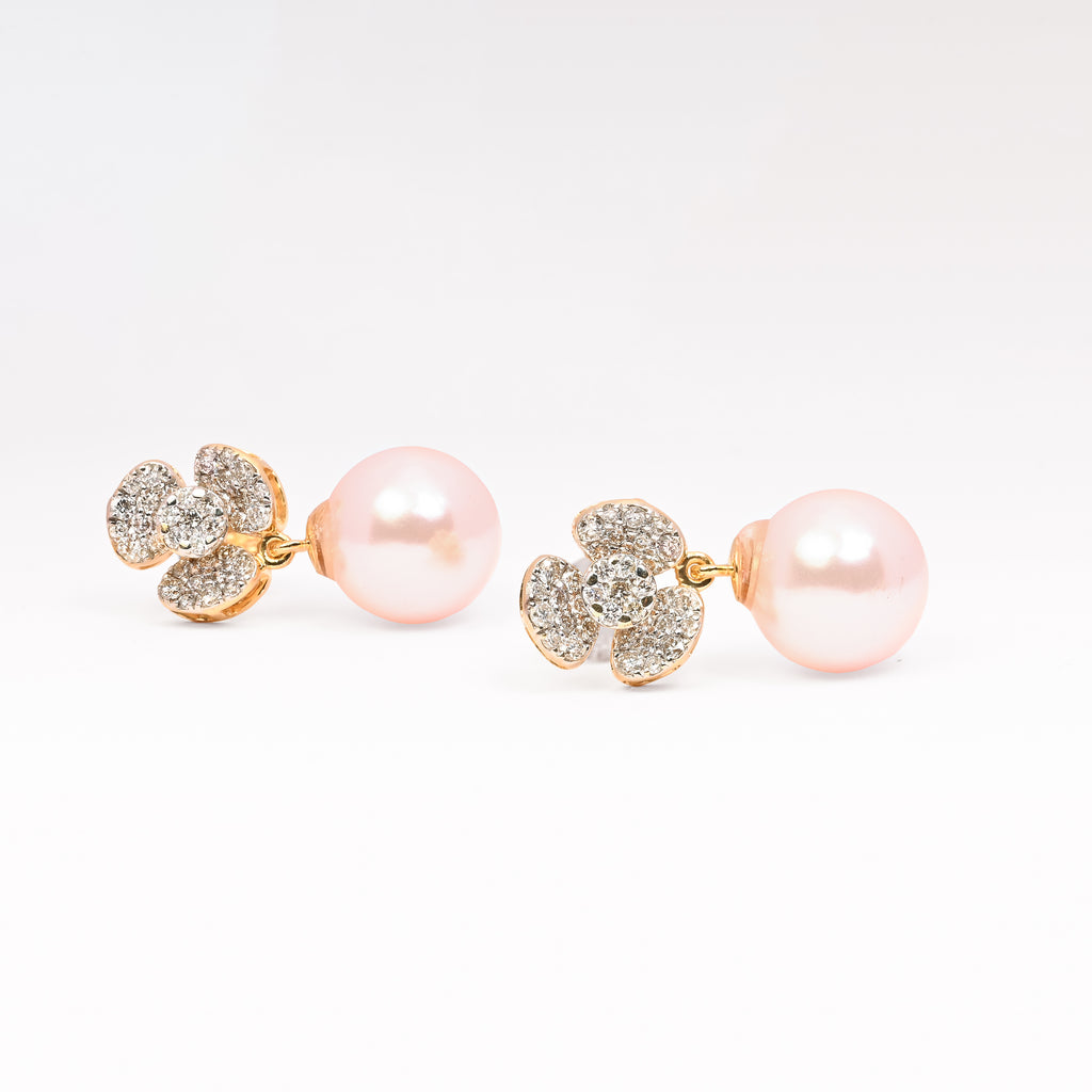 Magic Sparkled Daisy Pearl Droplet Earrings