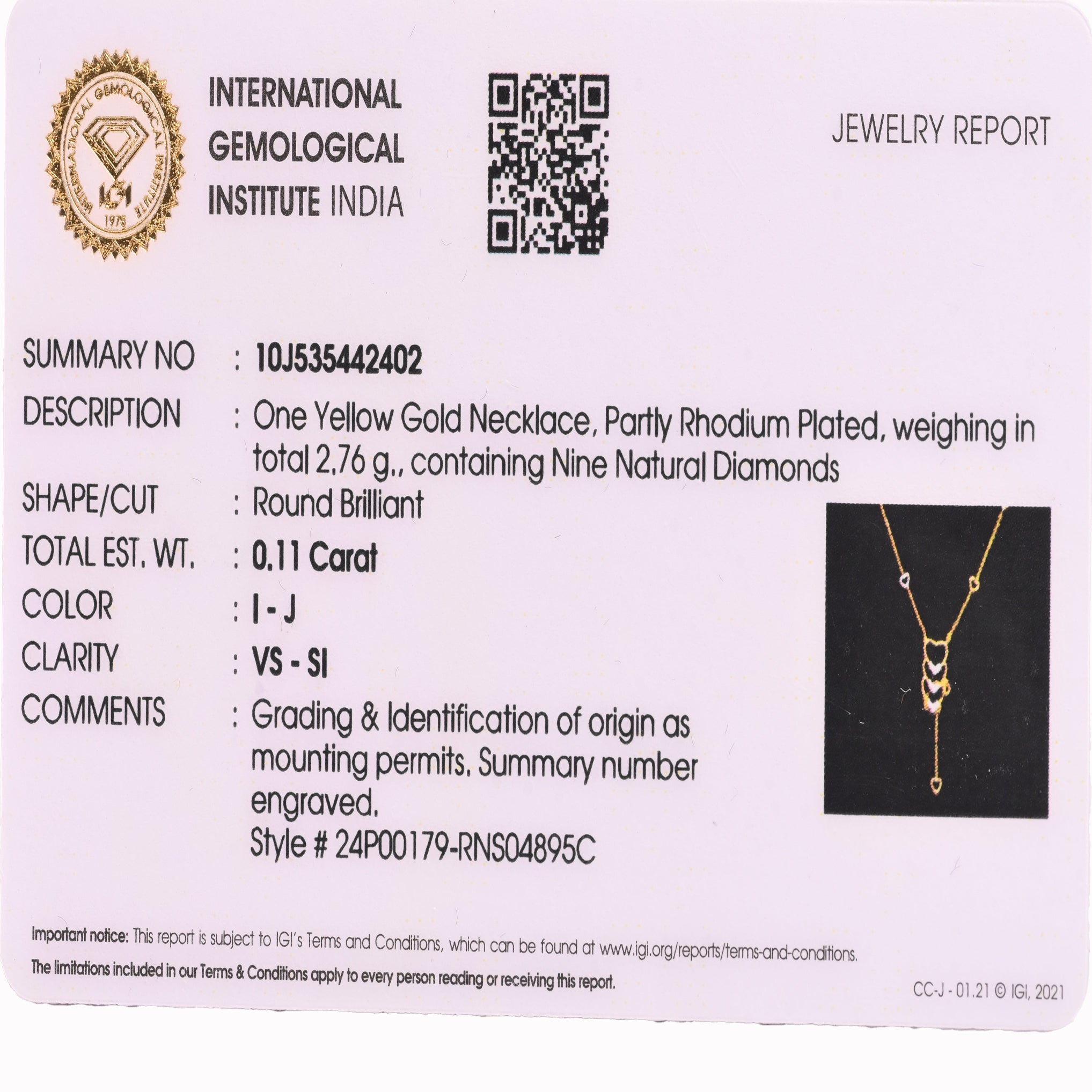 Magic Cascading Triflets of Sparked Heart Necklace