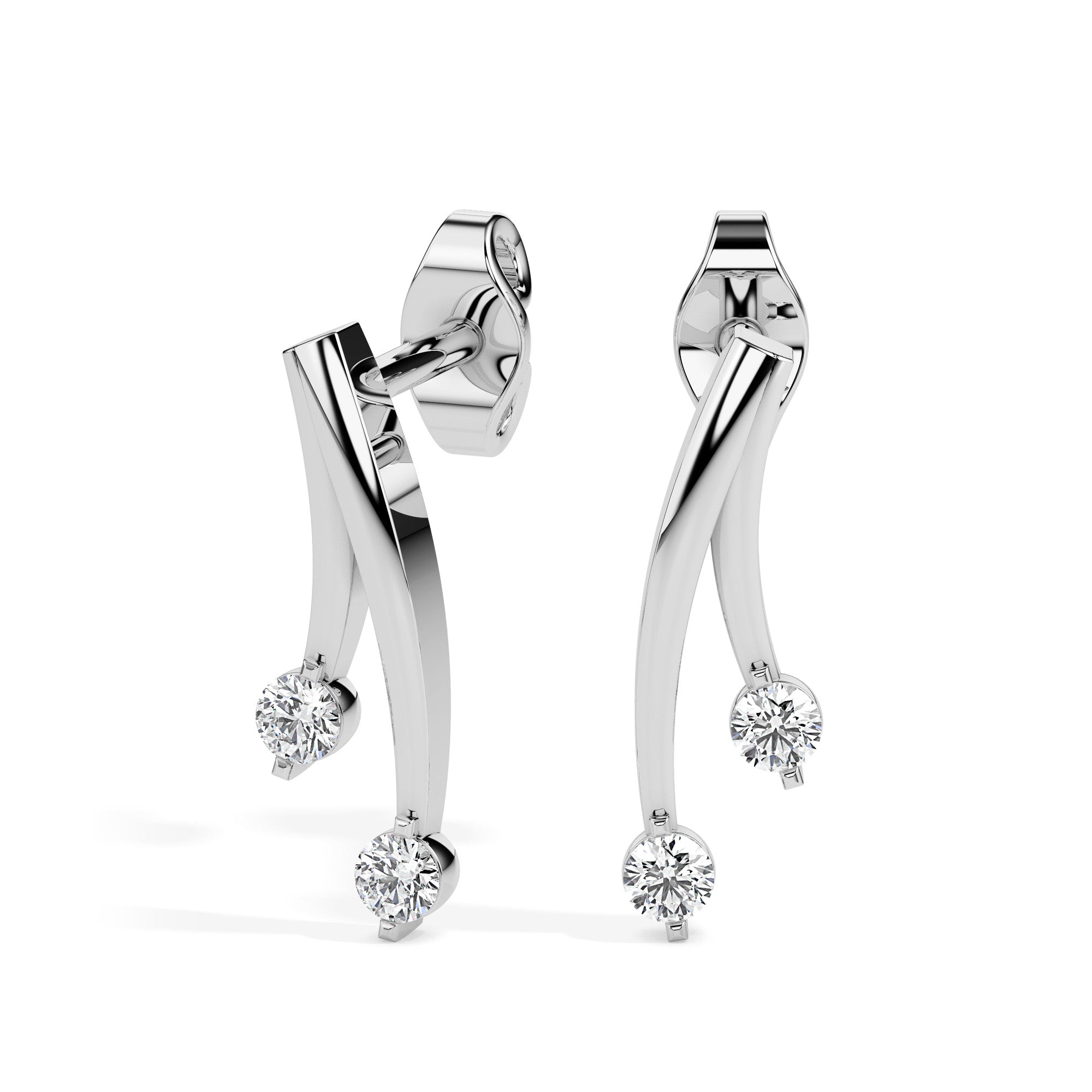 Magic Dazzling Duo: Double Diamond Earrings