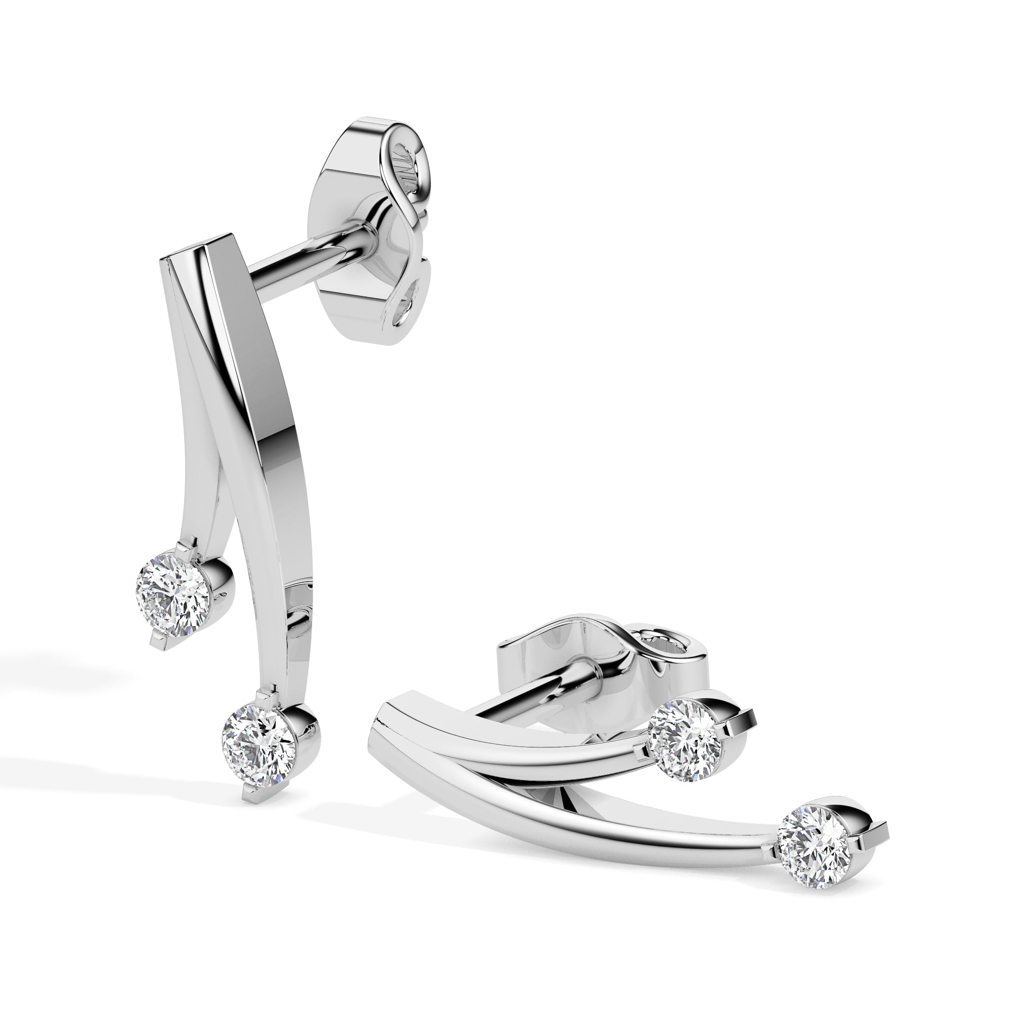 Magic Dazzling Duo: Double Diamond Earrings