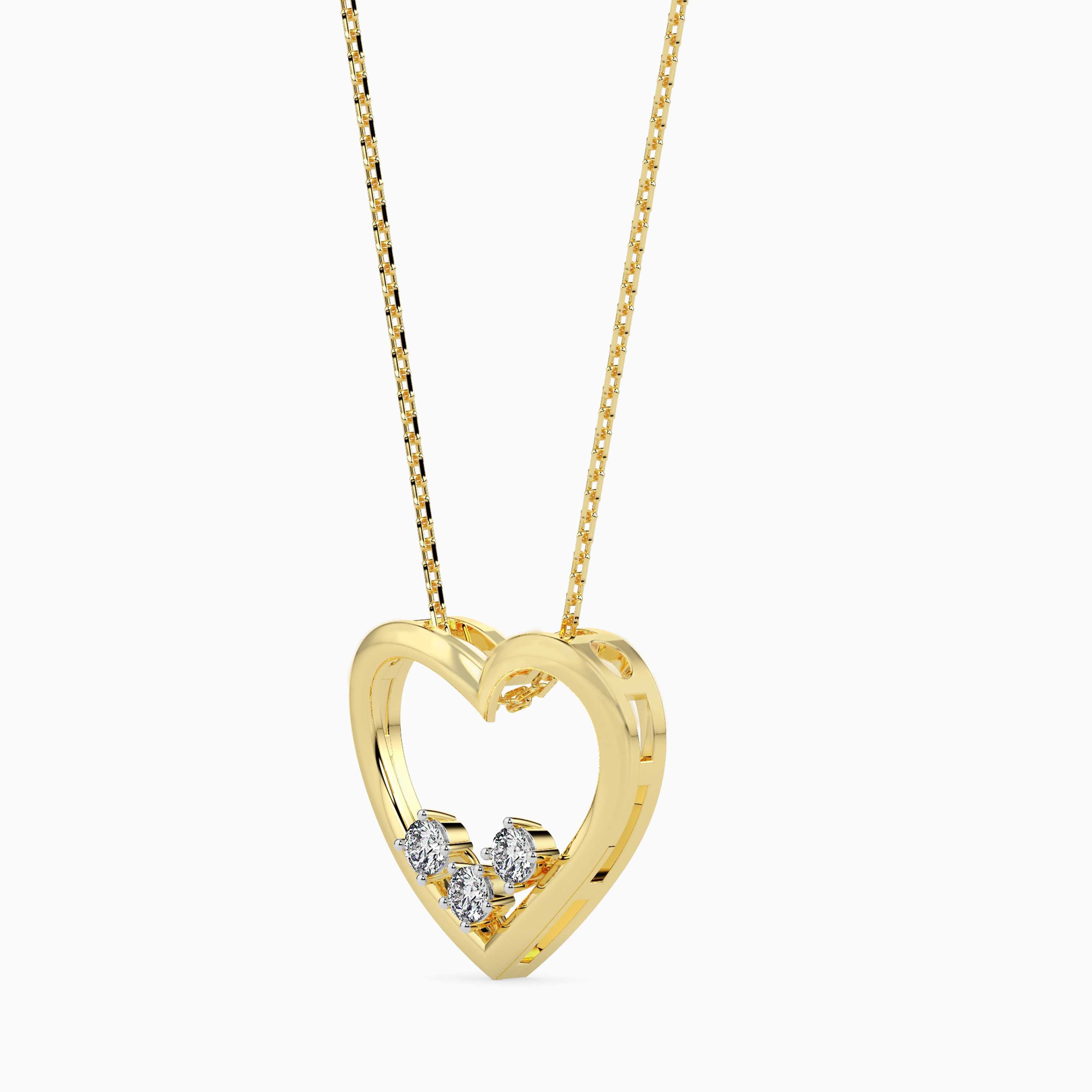 Magic Love Glow: Pure Heart Pendant In Gold & Diamond