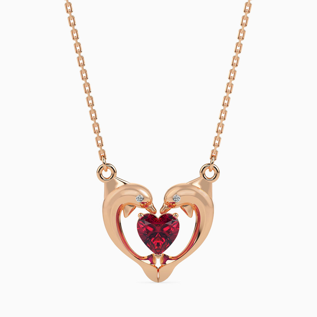 Magic Golden Dolphin Heart Valentine Pendant