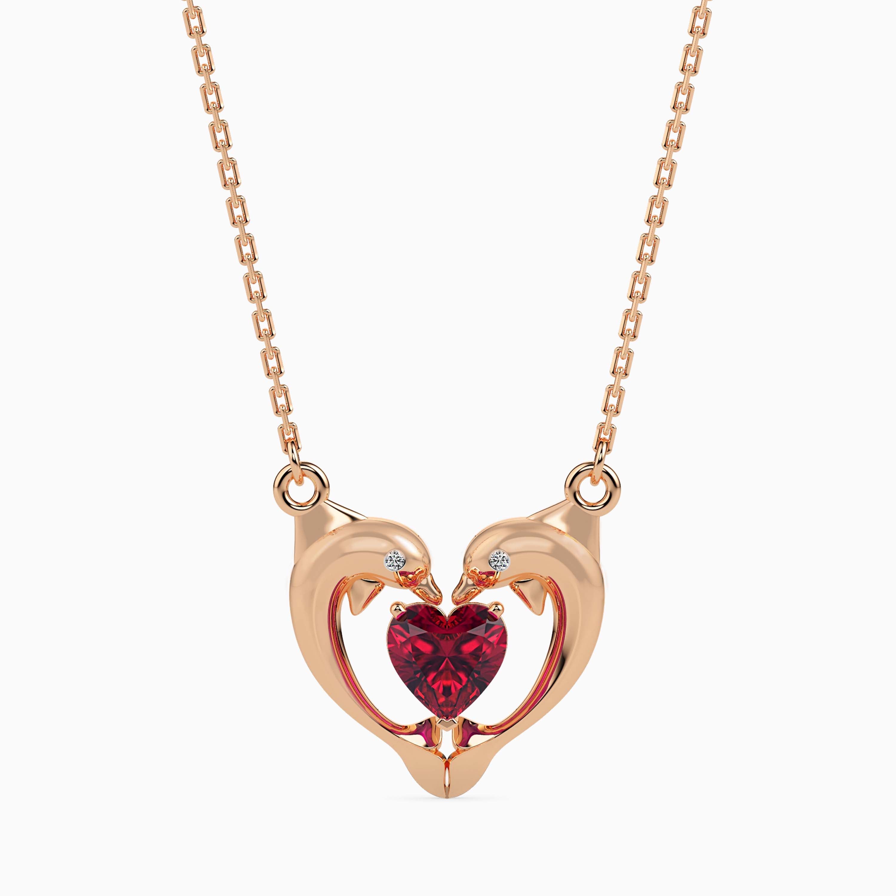 Magic Golden Dolphin Heart Valentine Pendant