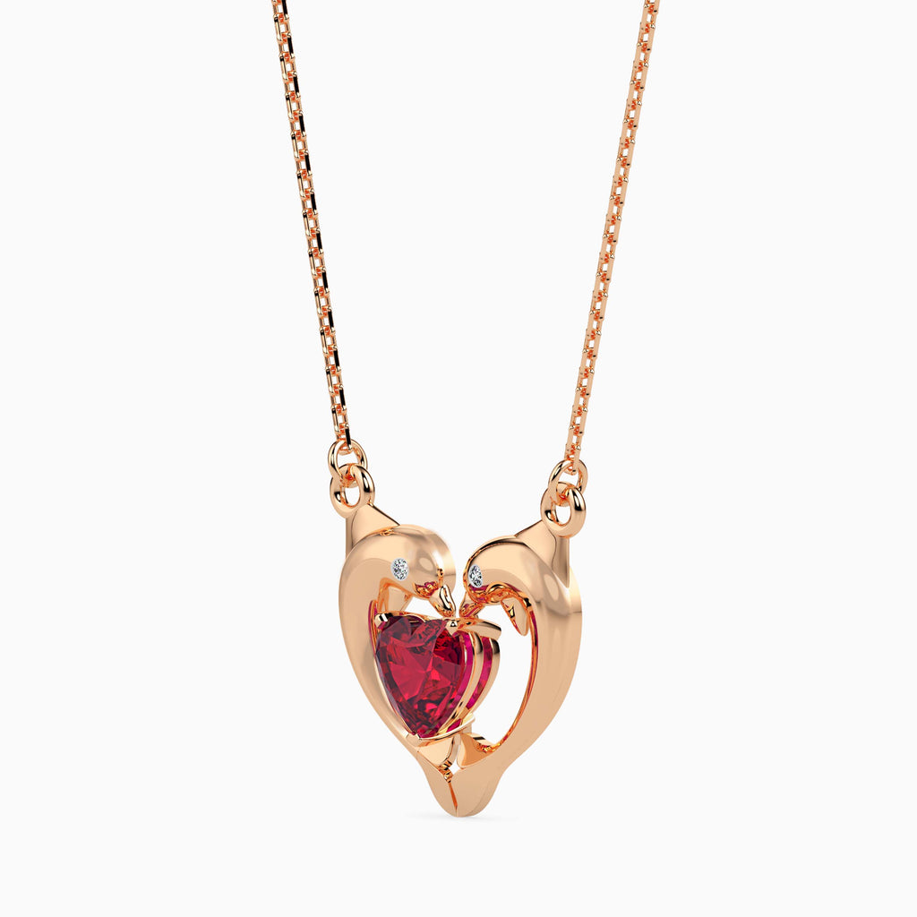 Magic Golden Dolphin Heart Valentine Pendant