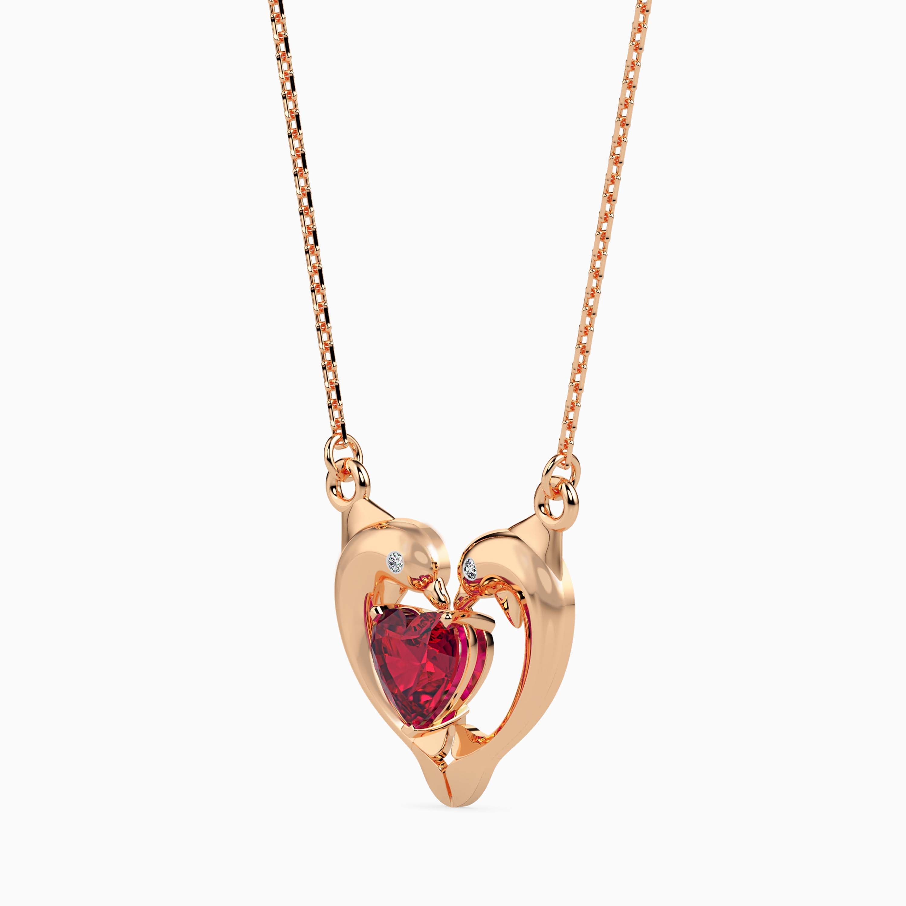 Magic Golden Dolphin Heart Valentine Pendant