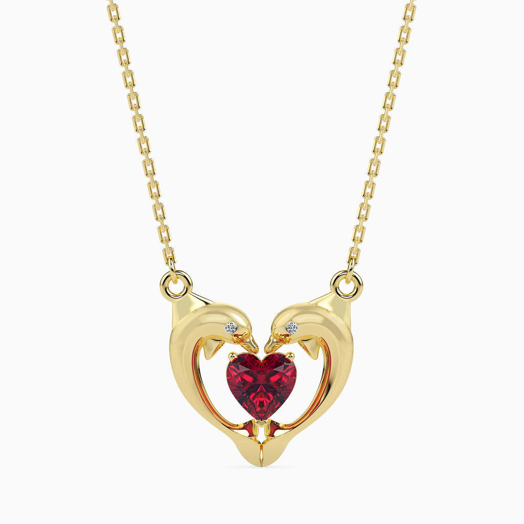 Magic Golden Dolphin Heart Valentine Pendant
