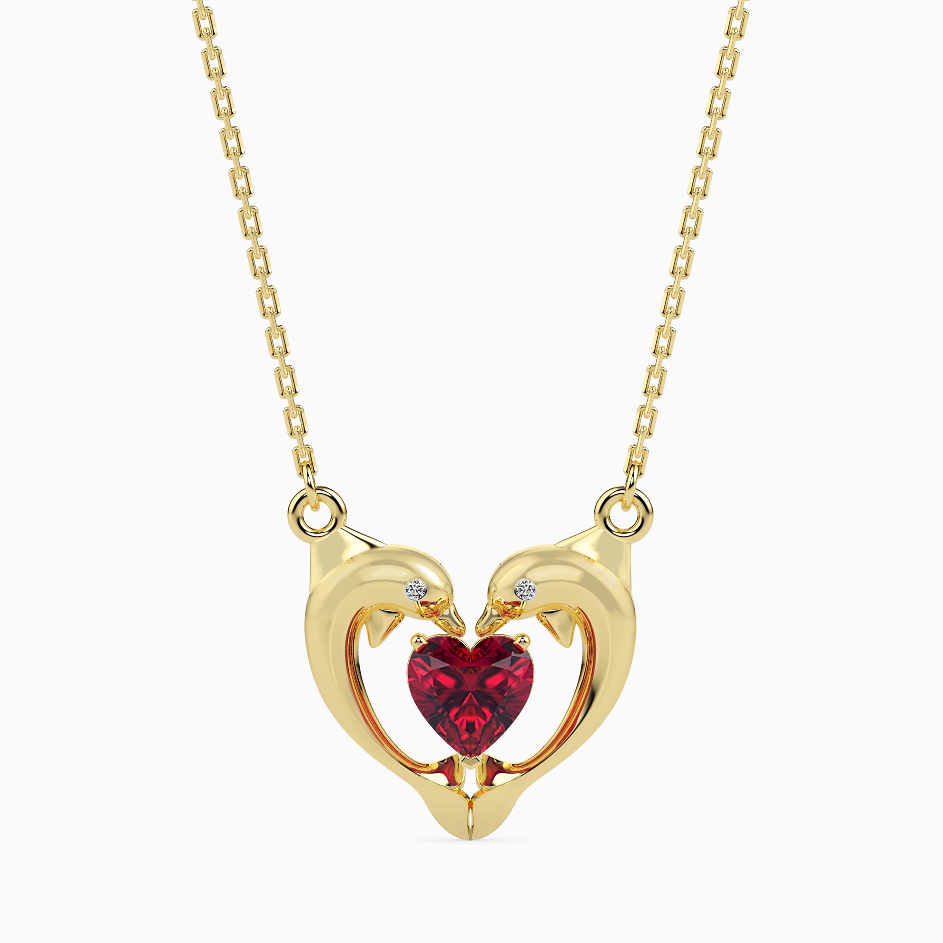Magic Golden Dolphin Heart Valentine Pendant