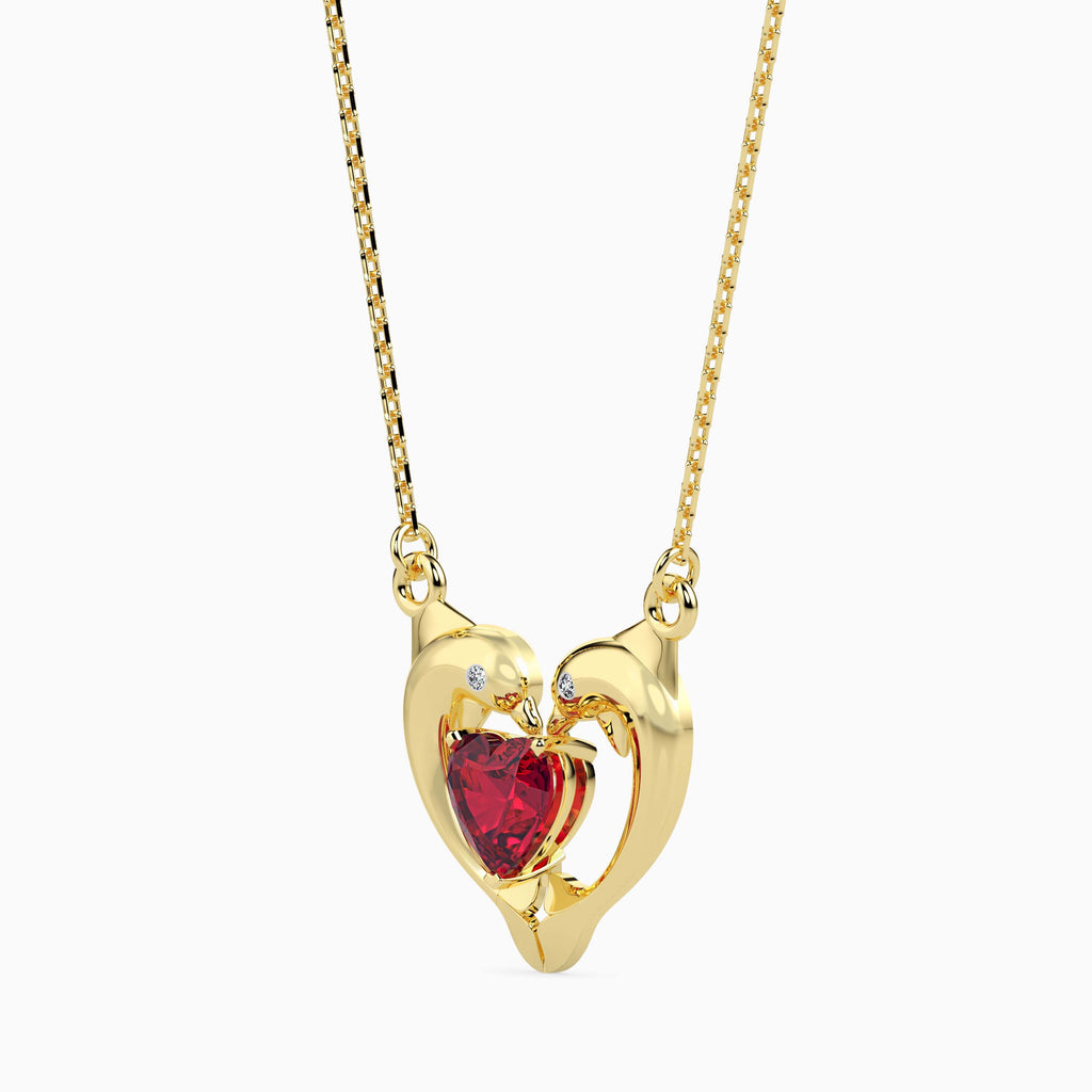 Magic Golden Dolphin Heart Valentine Pendant