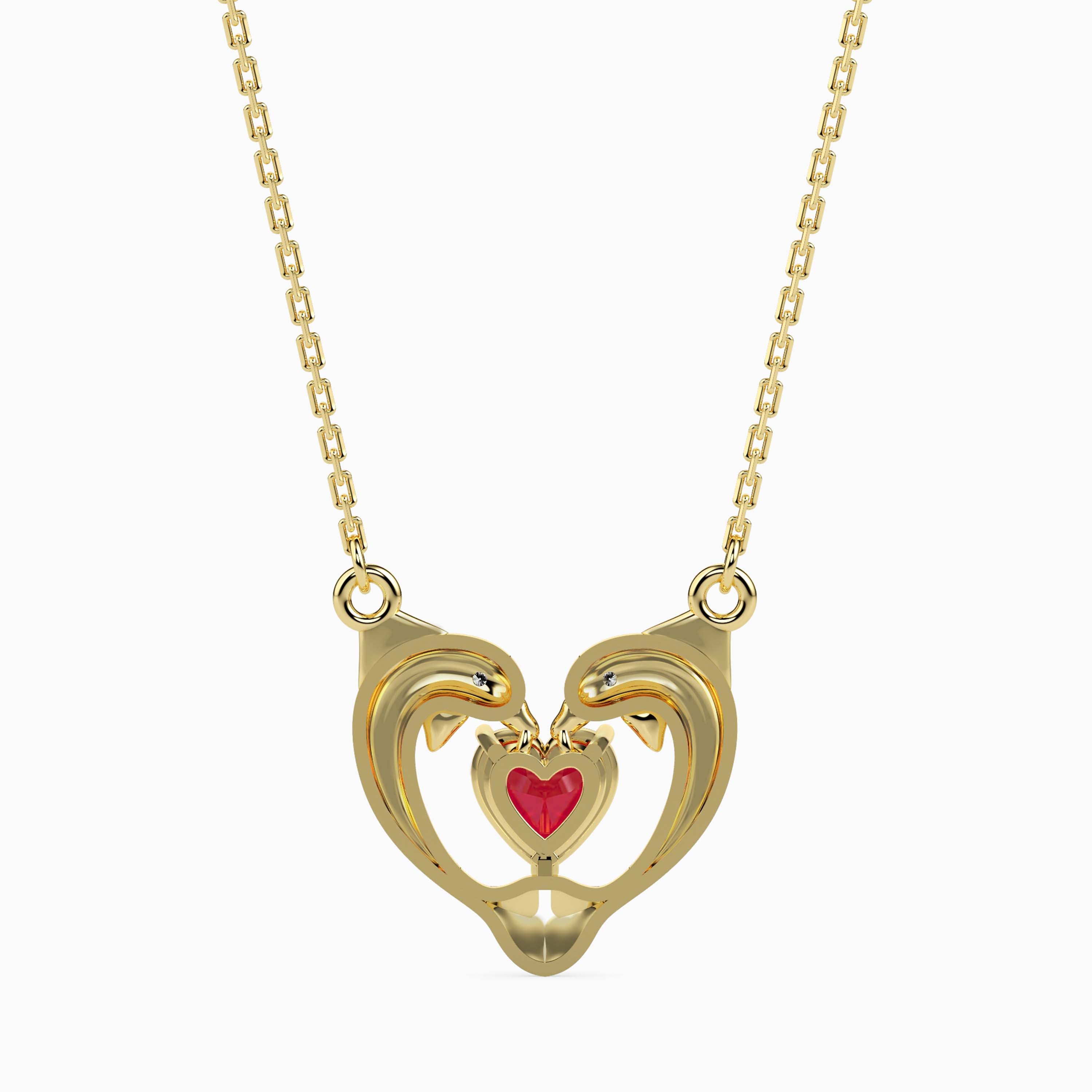 Magic Golden Dolphin Heart Valentine Pendant
