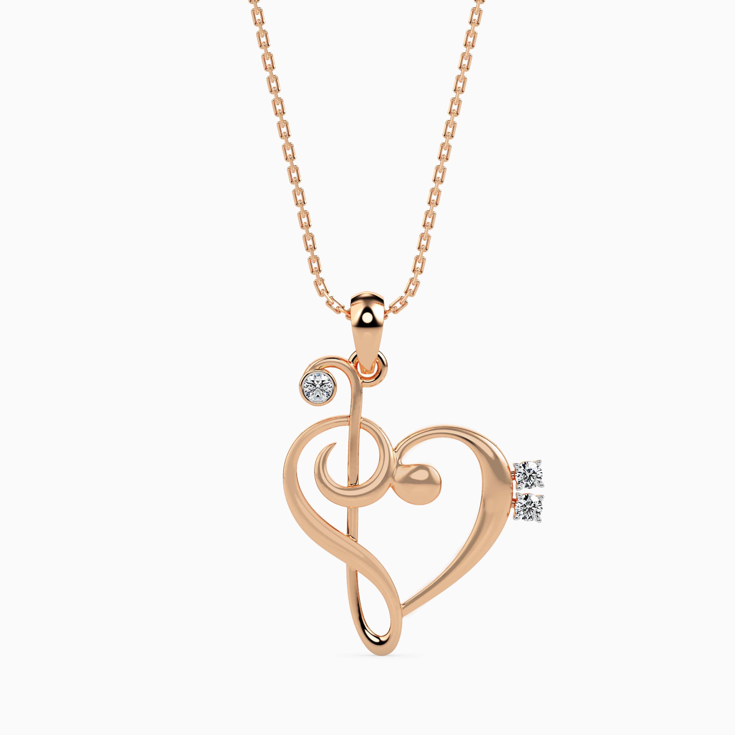 Magic Melody of Love : Gold & Diamond Heart Pendant for your Valentine