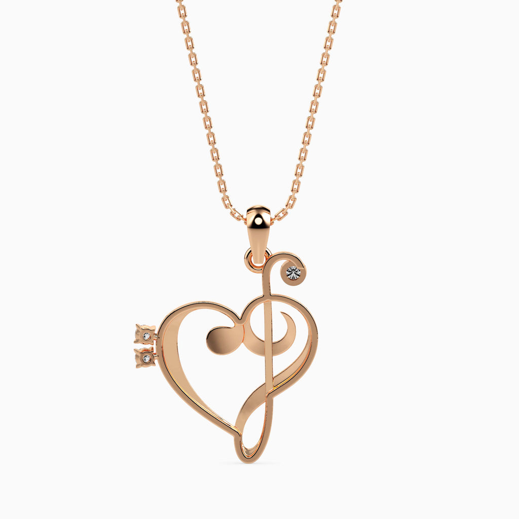 Magic Melody of Love : Gold & Diamond Heart Pendant for your Valentine