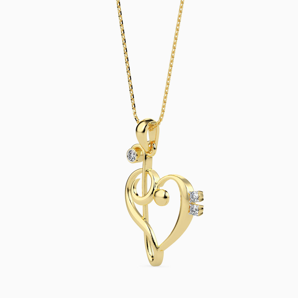 Magic Melody of Love : Gold & Diamond Heart Pendant for your Valentine