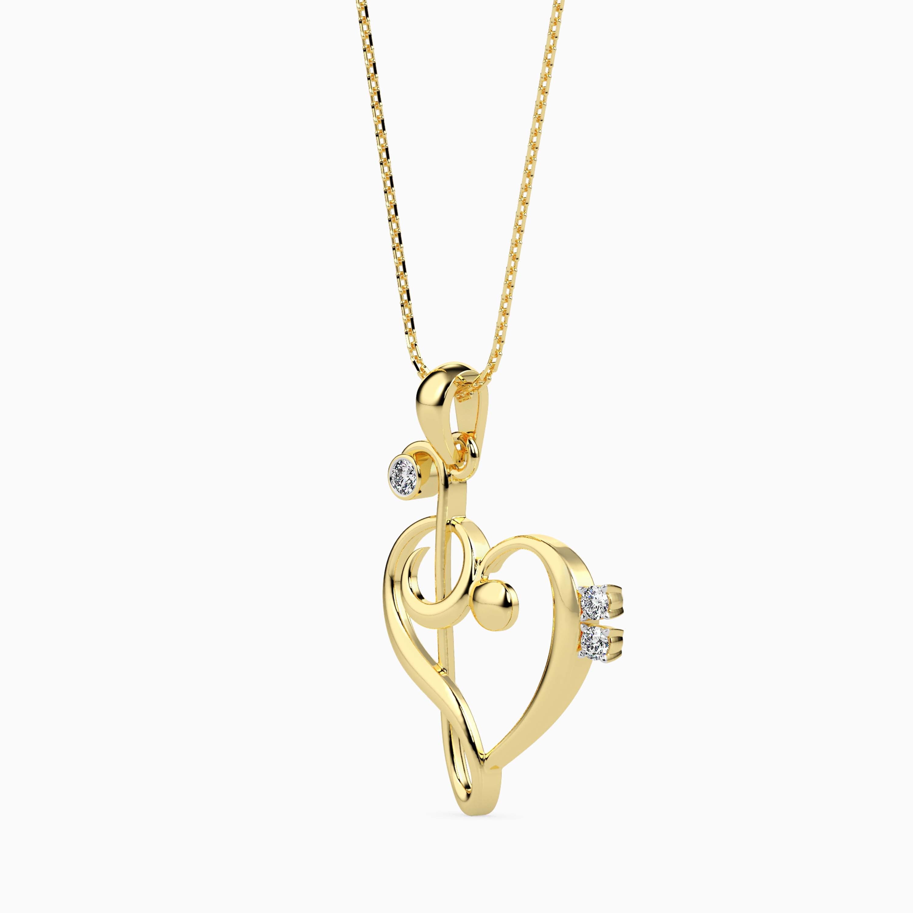 Magic Melody of Love : Gold & Diamond Heart Pendant for your Valentine