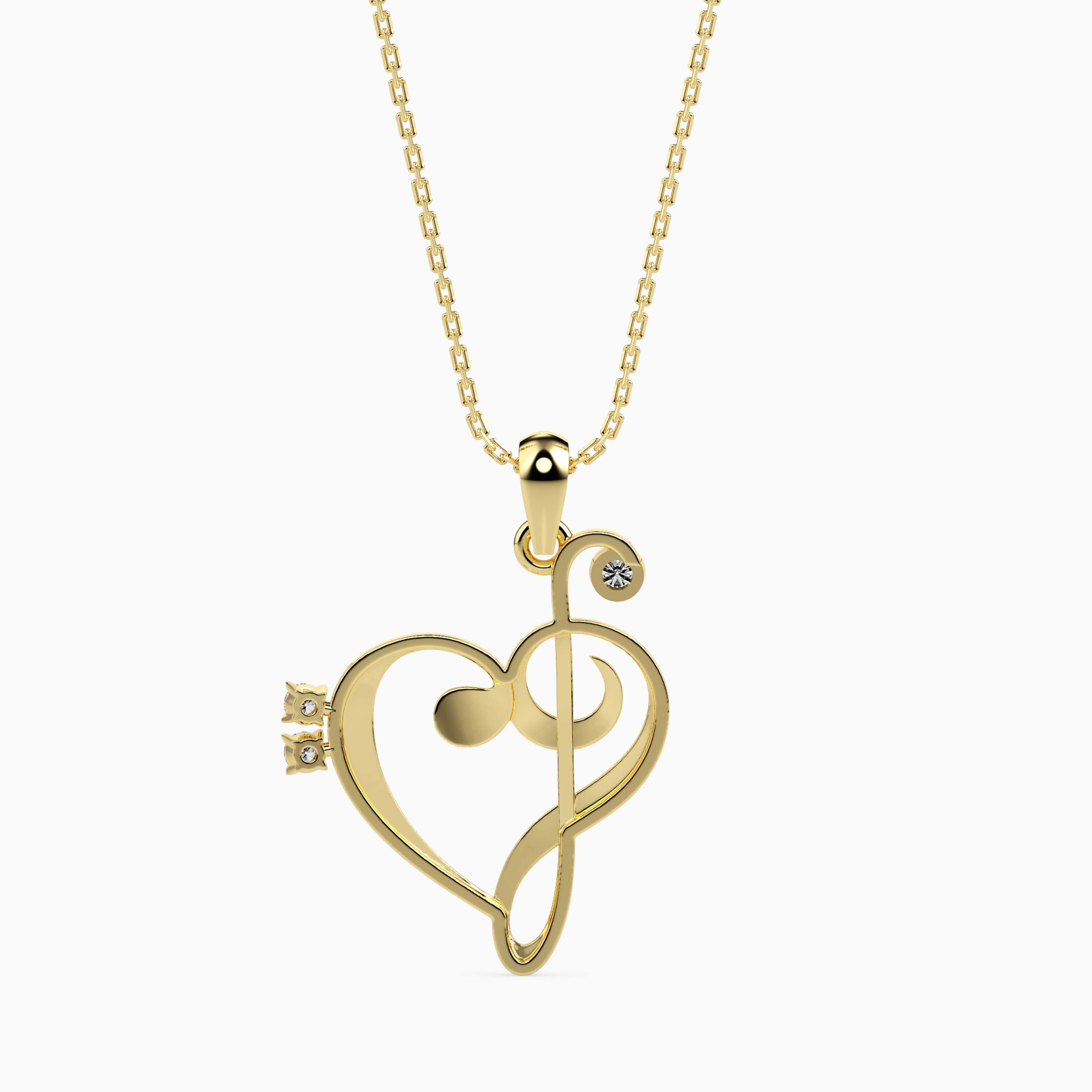 Magic Melody of Love : Gold & Diamond Heart Pendant for your Valentine
