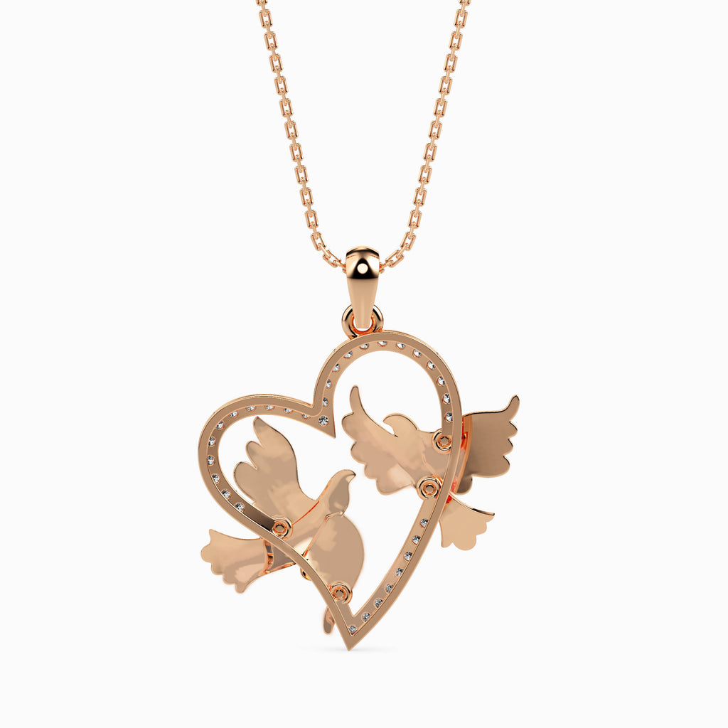 Magic Golden Doves Of Love : Perfect valentines Heart Pendant
