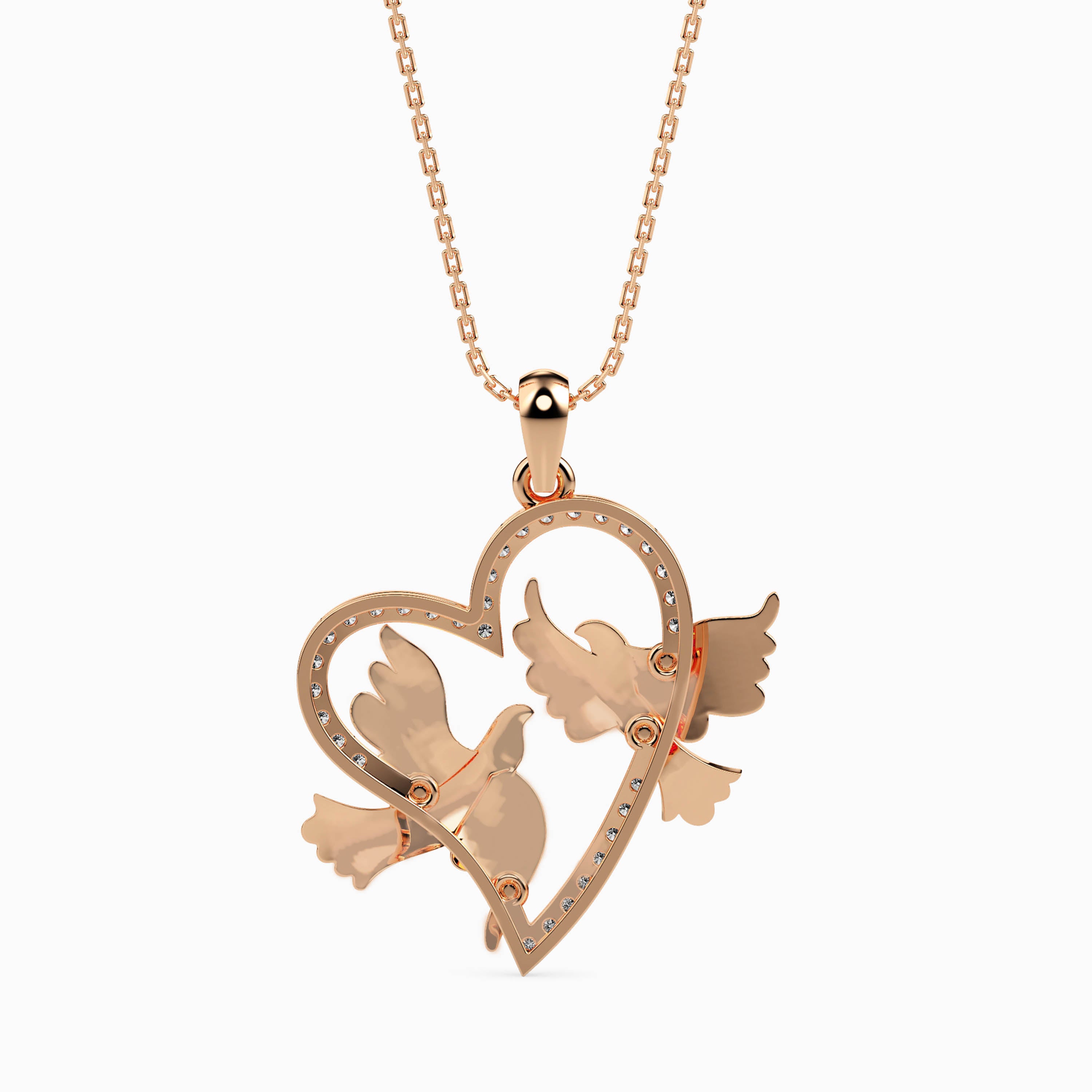 Magic Golden Doves Of Love : Perfect valentines Heart Pendant
