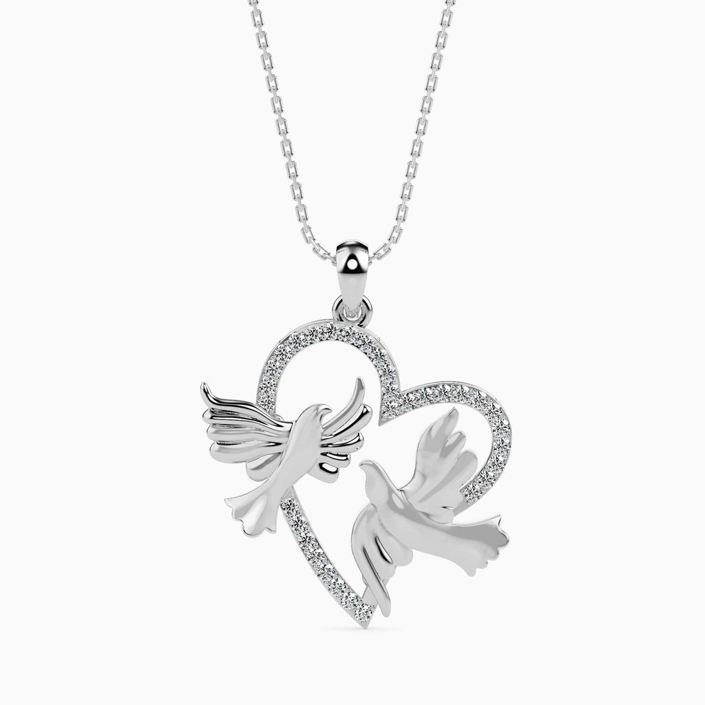 Magic Golden Doves Of Love : Perfect valentines Heart Pendant