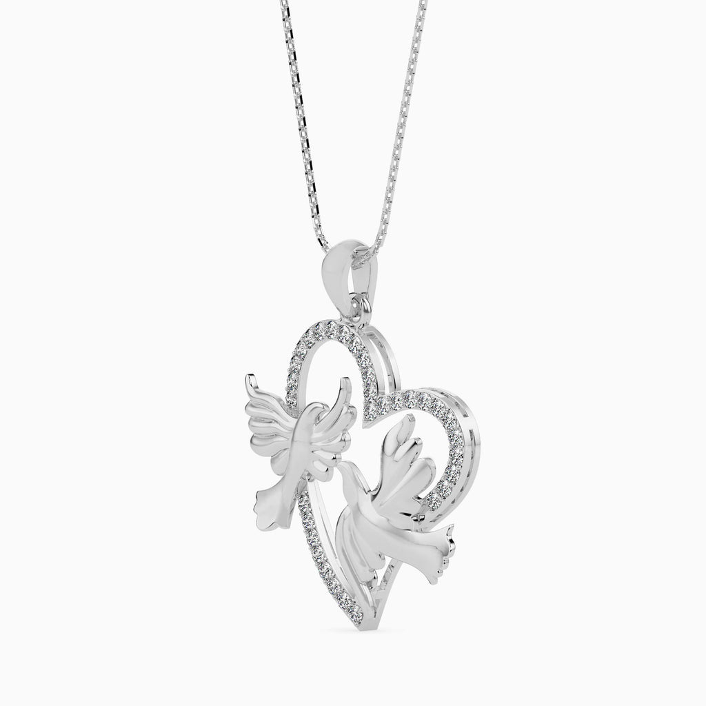 Magic Golden Doves Of Love : Perfect valentines Heart Pendant