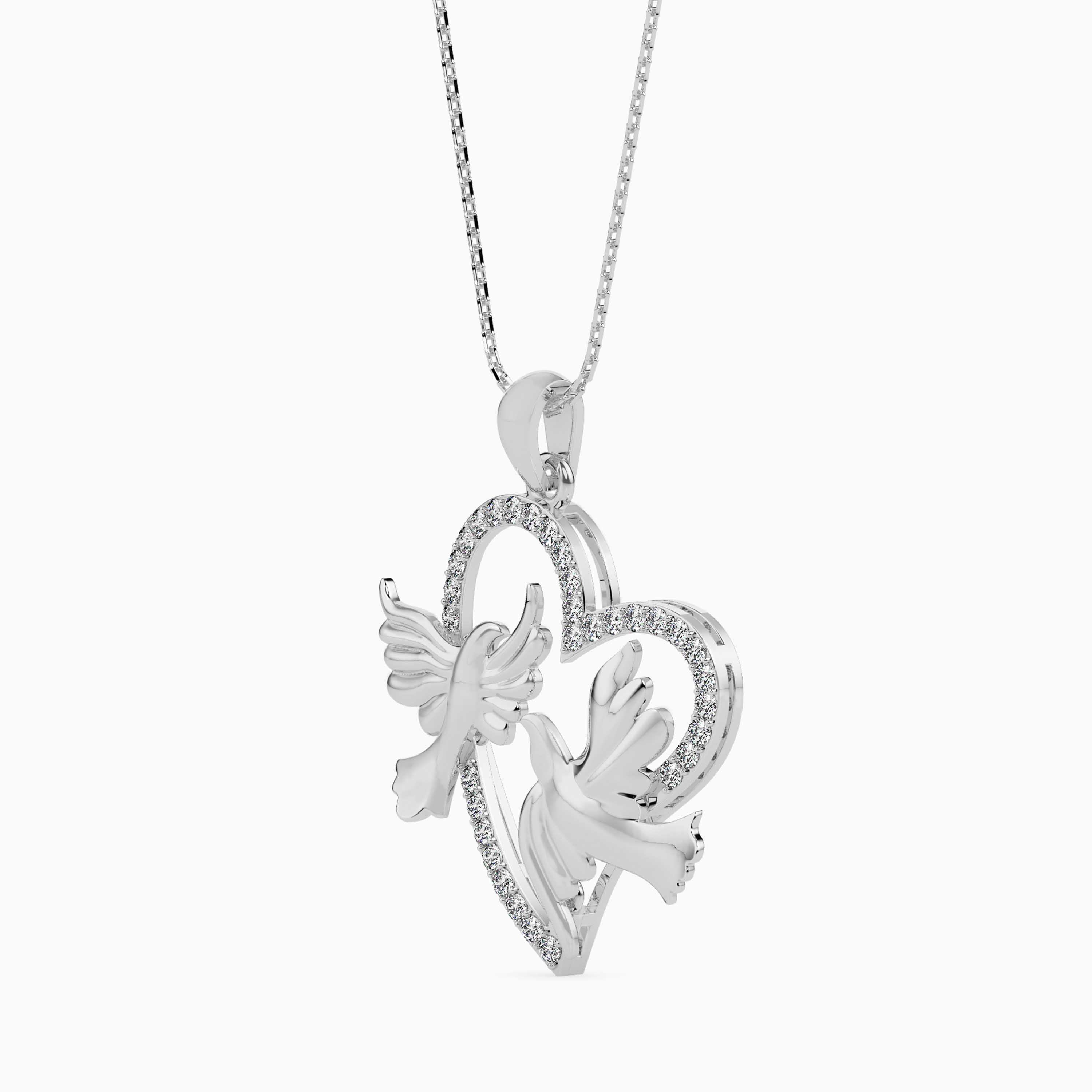 Magic Golden Doves Of Love : Perfect valentines Heart Pendant