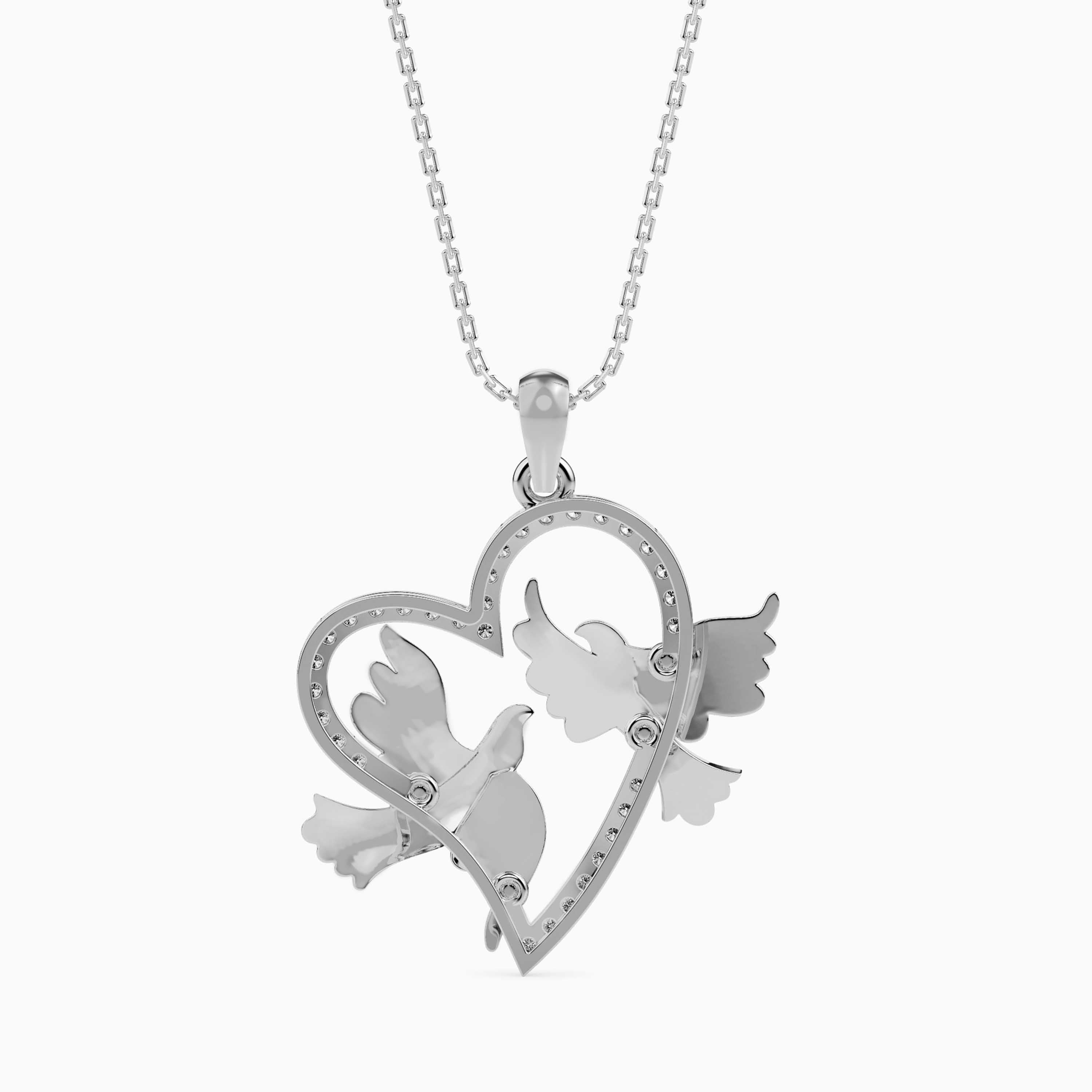 Magic Golden Doves Of Love : Perfect valentines Heart Pendant