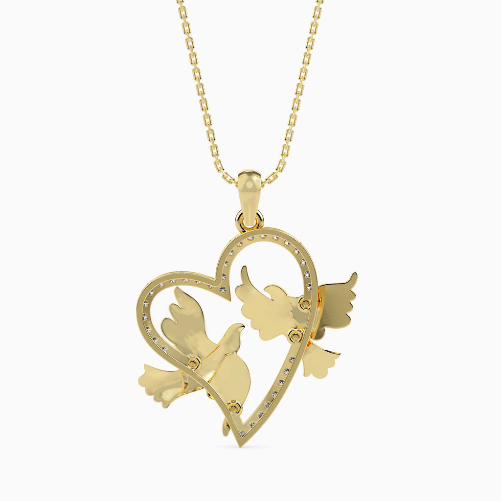 Magic Golden Doves Of Love : Perfect valentines Heart Pendant